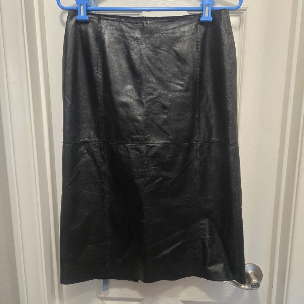 Classiques Entier Black Leather Skirt Size 8